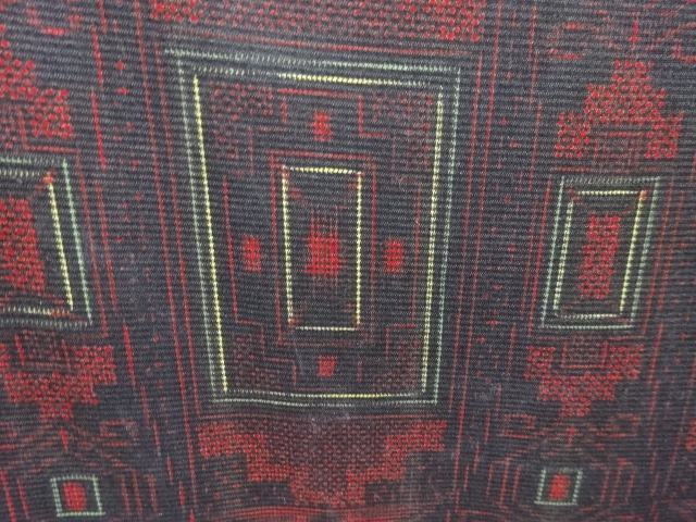  大正ロマン　幾何学模様手織り紬着物アンサンブル